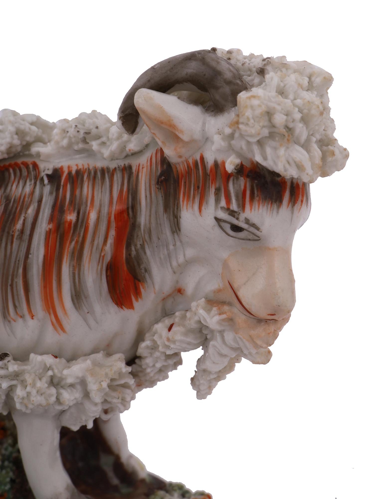 MID 19TH CEN STAFFORDSHIRE POTTERY FIGURE OF RAM PIC-4